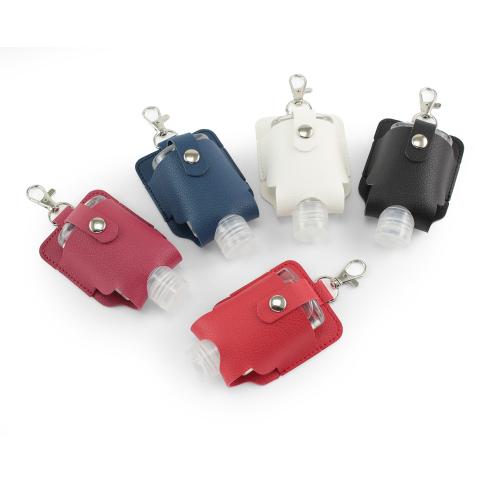 Hand Sanitiser Pouch with Clip,  in recycled Como, a quality vegan PU, ideal to hold a 50 ml bottle of sanitiser.