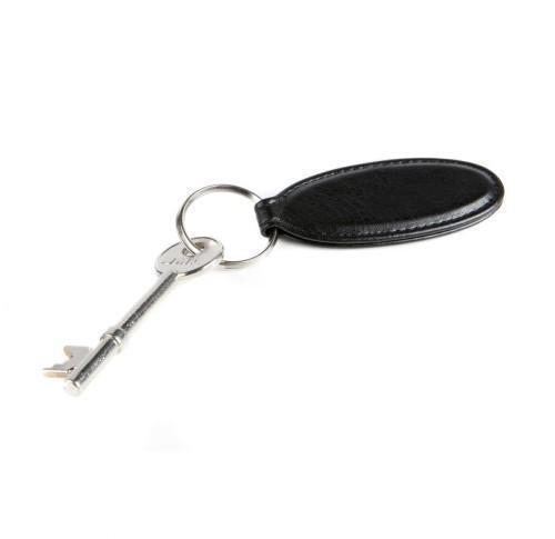 Custom Hampton Black Leather Oval Keyrings