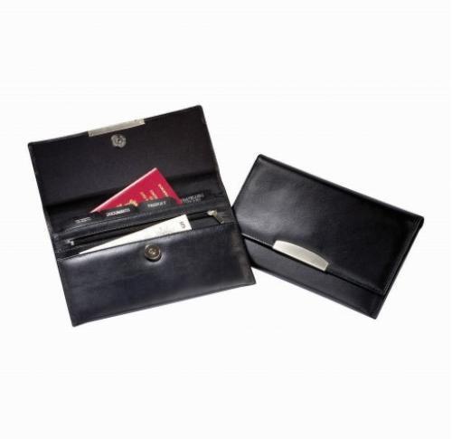 Branded Leather Travel Wallets Deluxe Document Holder - Soft Black Nappa Leather