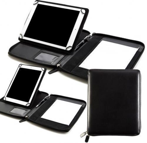 Sandringham Nappa Leather A5 Zipped Adjustable Tablet Holder with a Multi Position Tablet Stand