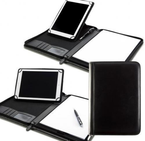 Sandringham Nappa Leather A4 Zipped Adjustable Tablet Holder with a Multi Position Tablet Stand