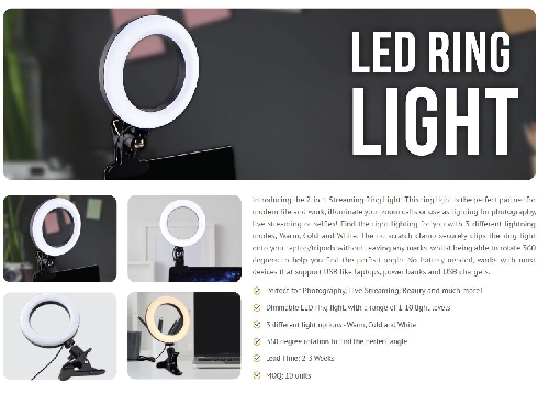 Promotional Light Rings For Video, Zoom - Phones, Tablets & Laptops
