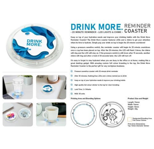Branded Drink More Water Coaster