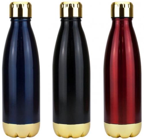 750ml Stainless Steel Insulated Vaccum Chilly Style Flask Gold Trim
