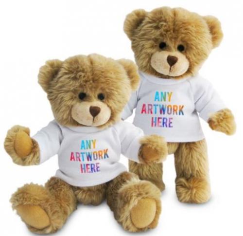 Custom Printed 20m Charles Jointed Teddy Bears Caramel With T Shirt