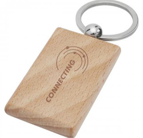 Custom Branded Beech Wood Rectangular Keychains