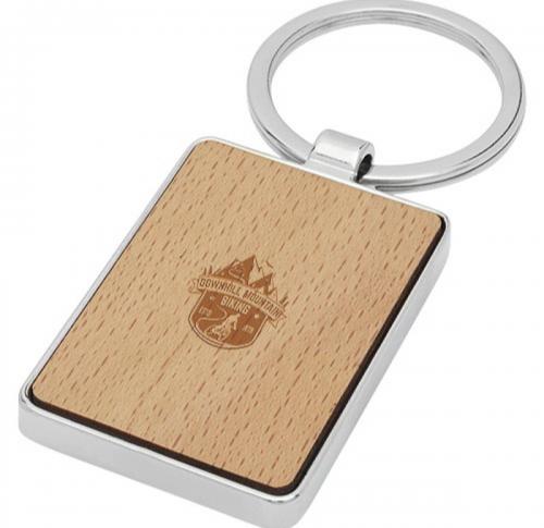 Promotional Premium Mauro Beech Wood Rectangular Key Rings