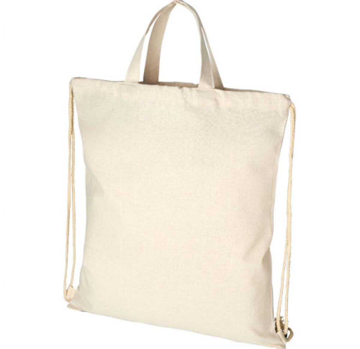 Printed Recycled Cotton Drawstring Backpacks Pheebs 210 G/m Natural