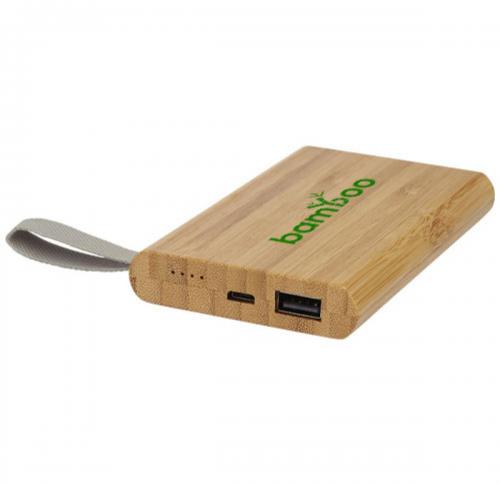 Custom Printed 5000 MAh Bamboo Phone Charger Power Bank
