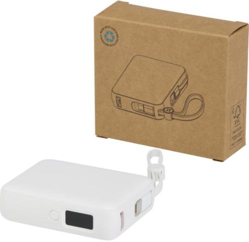 Acrux 10.000 MAh 35W Tablet Power Bank With Built In Type-C Cable - Made From Recycled Plastic