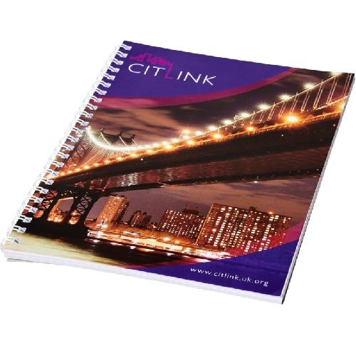 Printed Logo A4 Spiral Bound Notebooks 50 Sheets Full Colour Print Desk-Mate