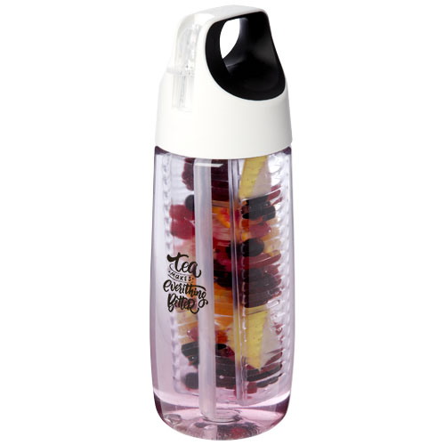 Printed Logo HydroFruit 700 ml recycled plastic sport bottles with flip lid and infusers