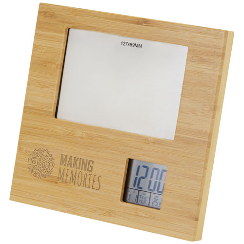 Printed Promotional Sasa bamboo photo frame with thermometer