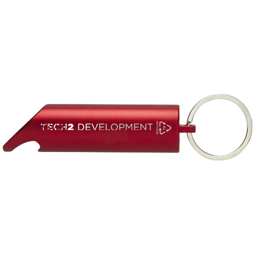 Custom Flare RCS recycled aluminium IPX LED light and bottle opener with keychain