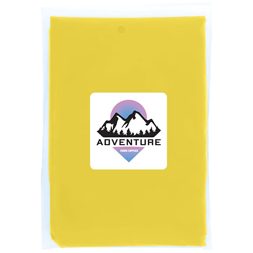 Mayan recycled plastic disposable rain poncho with storage pouch