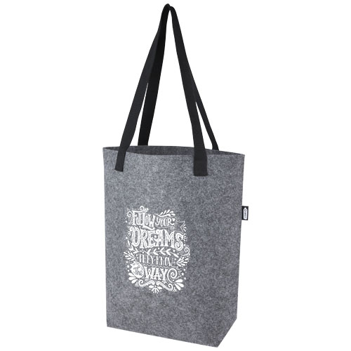 Printed Felta GRS recycled felt tote shopper bags with wide bottom 12L
