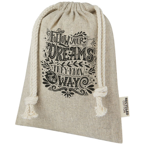 Branded Pheebs 150 g/m² GRS recycled cotton gift bags small 0.5L