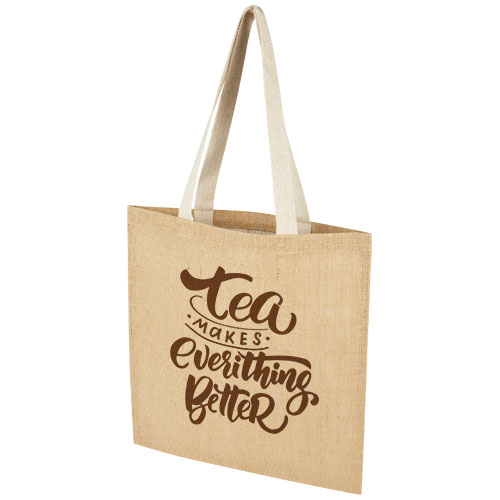 Custom Branded Juta 300 g/m² jute tote Shopping bags 7L