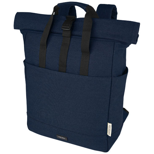 Printed Joey 15? GRS recycled canvas rolltop laptop backpack 15L