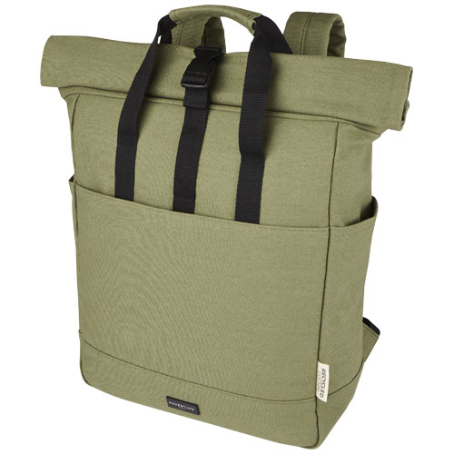 Printed Joey 15? GRS recycled canvas rolltop laptop backpack 15L