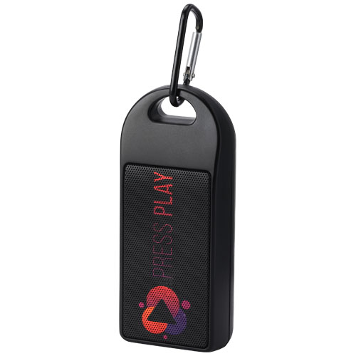 Printed Omni 3W IPX4 RCS recycled plastic Bluetooth® portable travel speakers