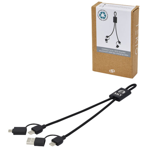 Custom Connect 6-in-1 RCS recycled aluminium 45W quick charge & data transfer cable