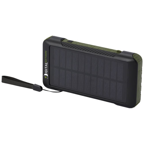 Logo Soldy 10.000 mAh RCS recycled plastic solar dynamo phone charger power banks