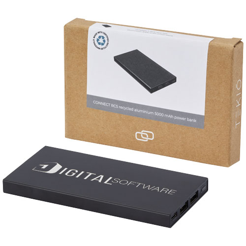 Logo Connect 5000 mAh RCS recycled aluminium phone charger power banks