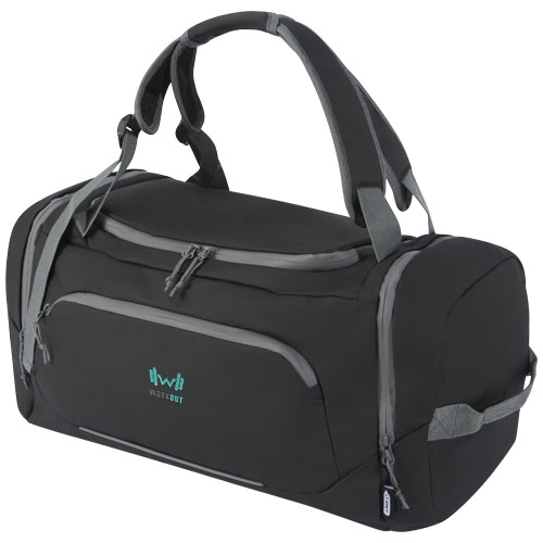Promotional Aqua GRS recycled water resistant duffel backpack 35L