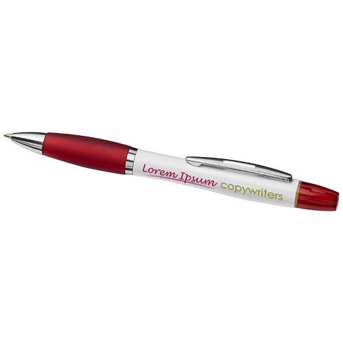 Printed Curvy Company ballpoint pens with highlighter