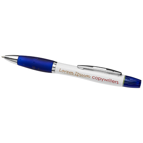 Printed Curvy Company ballpoint pens with highlighter