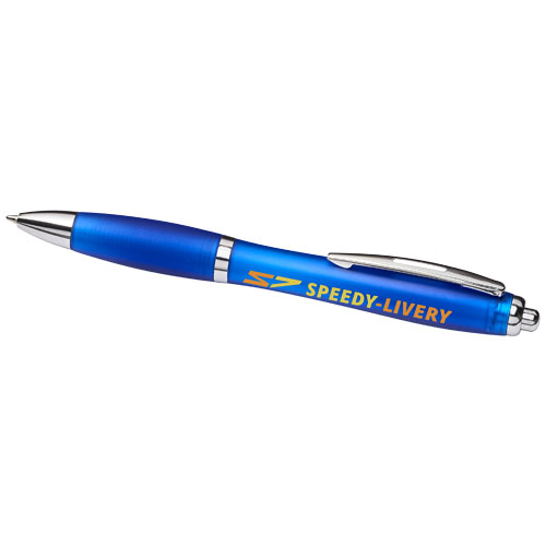 Printed Curvy ballpoint Office pens with frosted barrel and grip
