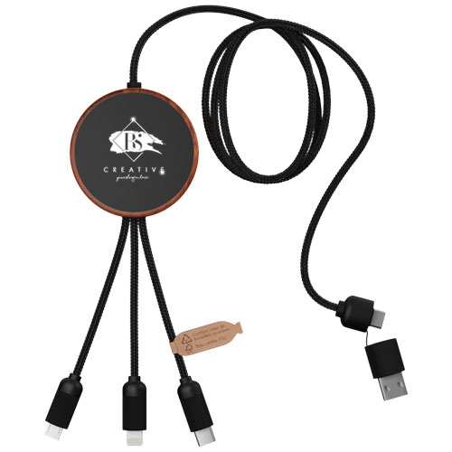 Branded SCX.design C40 5-in-1 rPET light-up logo charging cables and 10W charging pad
