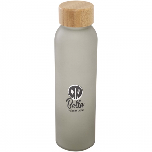 Printed Lume 500 ml matte soda lime glass bottle with bamboo lid