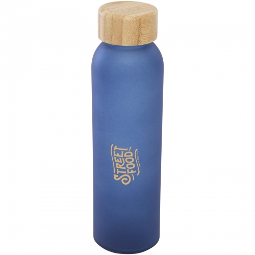 Printed Lume 500 ml matte soda lime glass bottle with bamboo lid