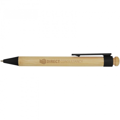 Rattan bamboo and recycled plastic ballpoint pen (black ink)