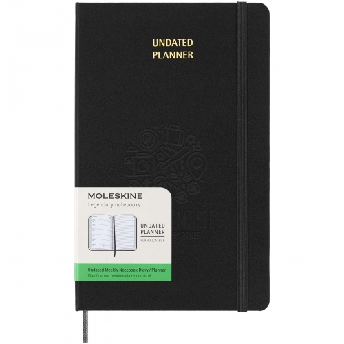 Branded Moleskine hard cover undated L weekly planner