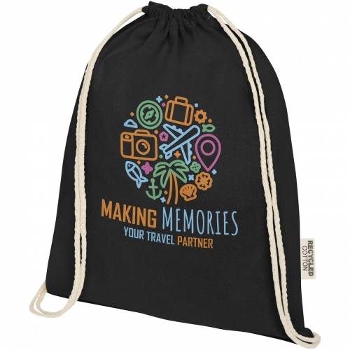 Oregon 140 g/mÂ² GRS recycled cotton drawstring bag