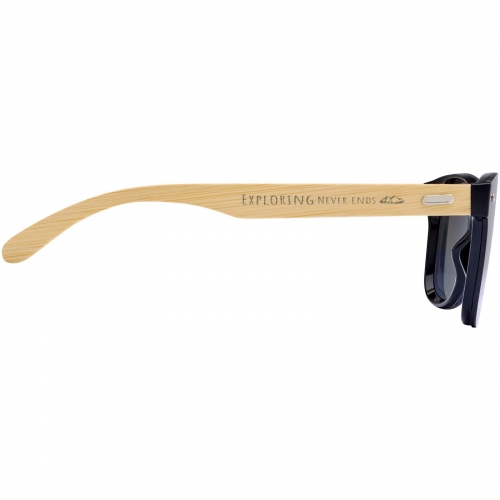 Branded Tan sunglasses with bamboo temples
