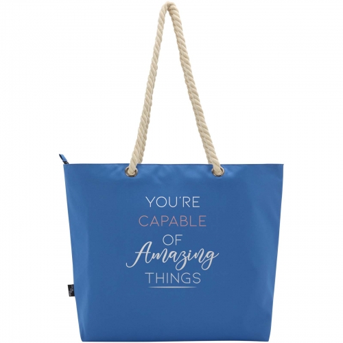 Branded Panama GRS recycled beach cooler tote bag with cord handles 23L