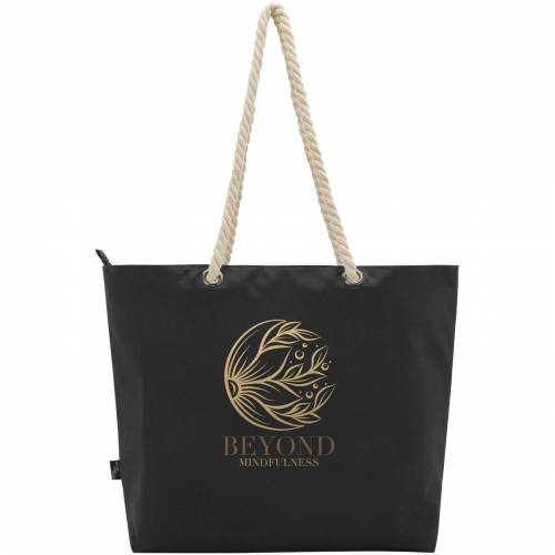 Branded Panama GRS recycled beach cooler tote bag with cord handles 23L