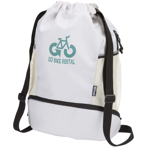 Branded Nomad GRS recycled sports drawstring bag with bottom compartment 18L