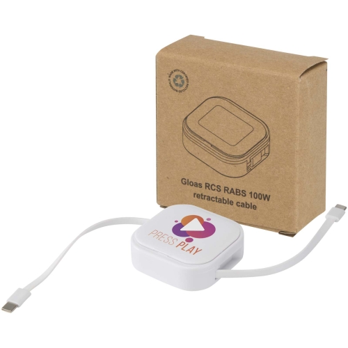 Gloas 5-in-1 recycled retractable data sync and 100W fast charge cable with smartphone tool kit