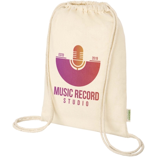 Branded Odisha 100 g/mÂ² OCS organic drawstring bag 5L