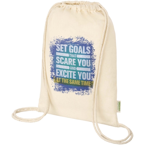 Odisha 140 g/mÂ² OCS organic drawstring bag 5L with Custom Logo