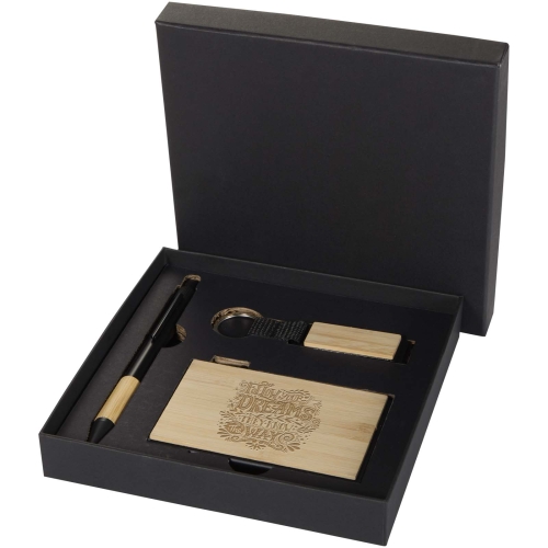 Minka RCS recycled aluminium ballpoint pen, keychain and RFID card holder gift set