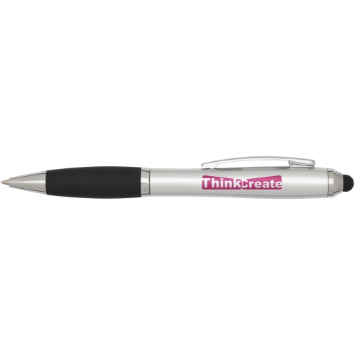 Nash RCS recycled plastic stylus ballpoint pen with coloured barrel and black grip (blue ink)