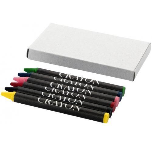 Printed Logo 6-piece Wax Crayon Set In Cardboard Box