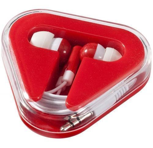 Rebel Earbuds in Trangular Clear Plastic Storage Case