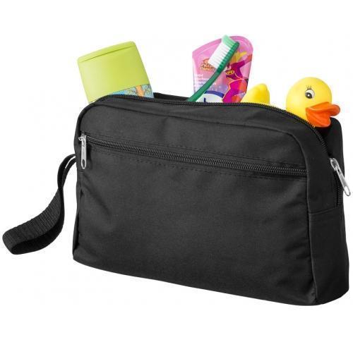 Custom Logo Travel Toiletry Bags - Black Polyester